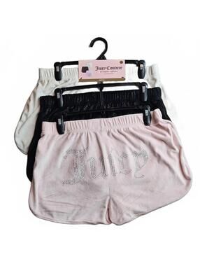 Juicy Couture Sleep Shorts 3 Pack Medium Plush Cozy Lounge Set Pink Black etc